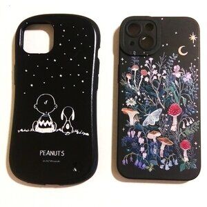 I Phone 13 Soft Silicone Covers - 1 Peanuts Charlie Brown & 1 Mushroom Field